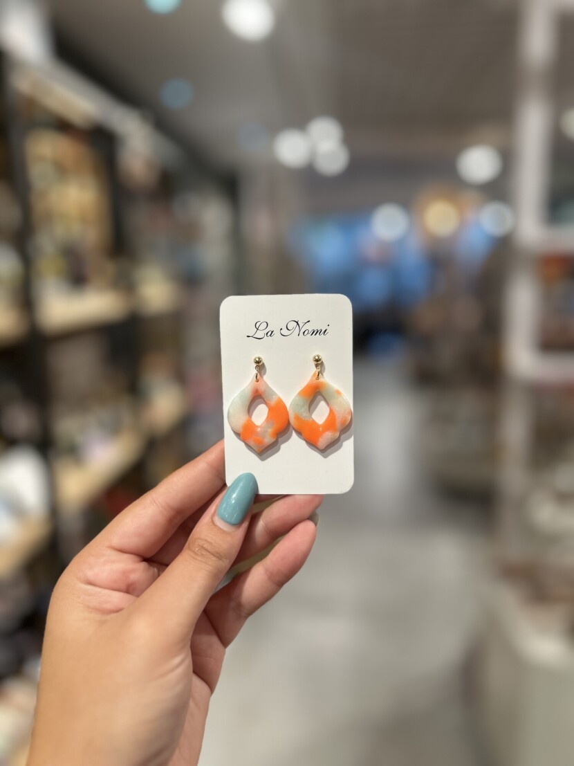 Oorbellen oranje, transparant