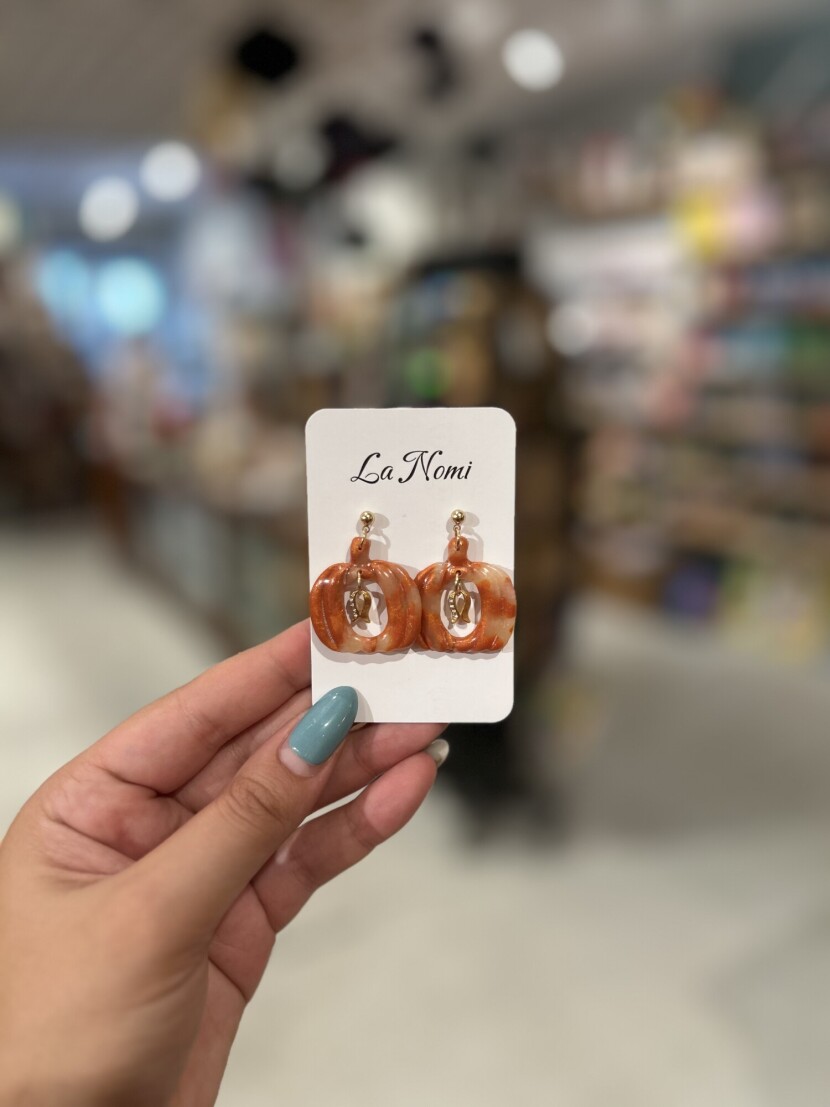 Pompoen oorbellen, oranje, transparant