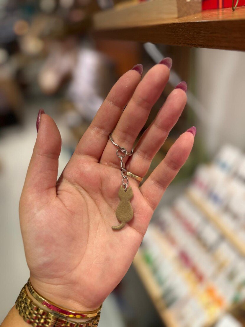Sleutelhanger Kat brons 