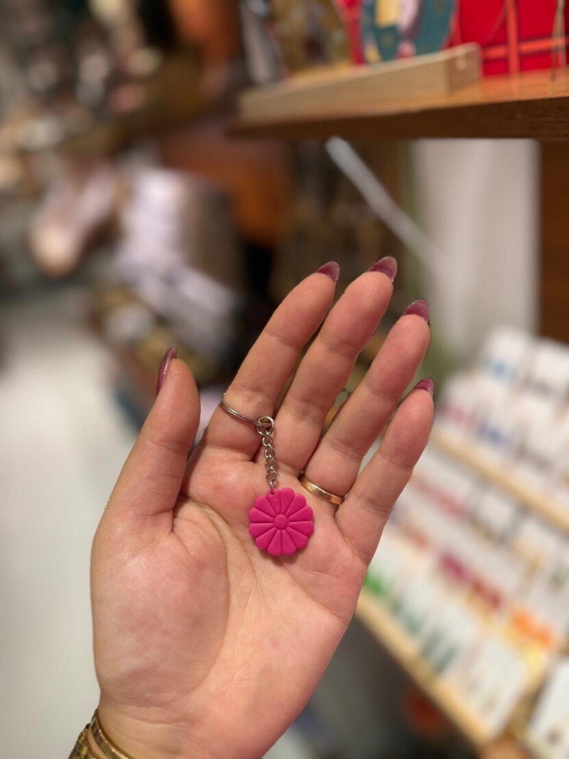 Sleutelhanger Bloem roze 