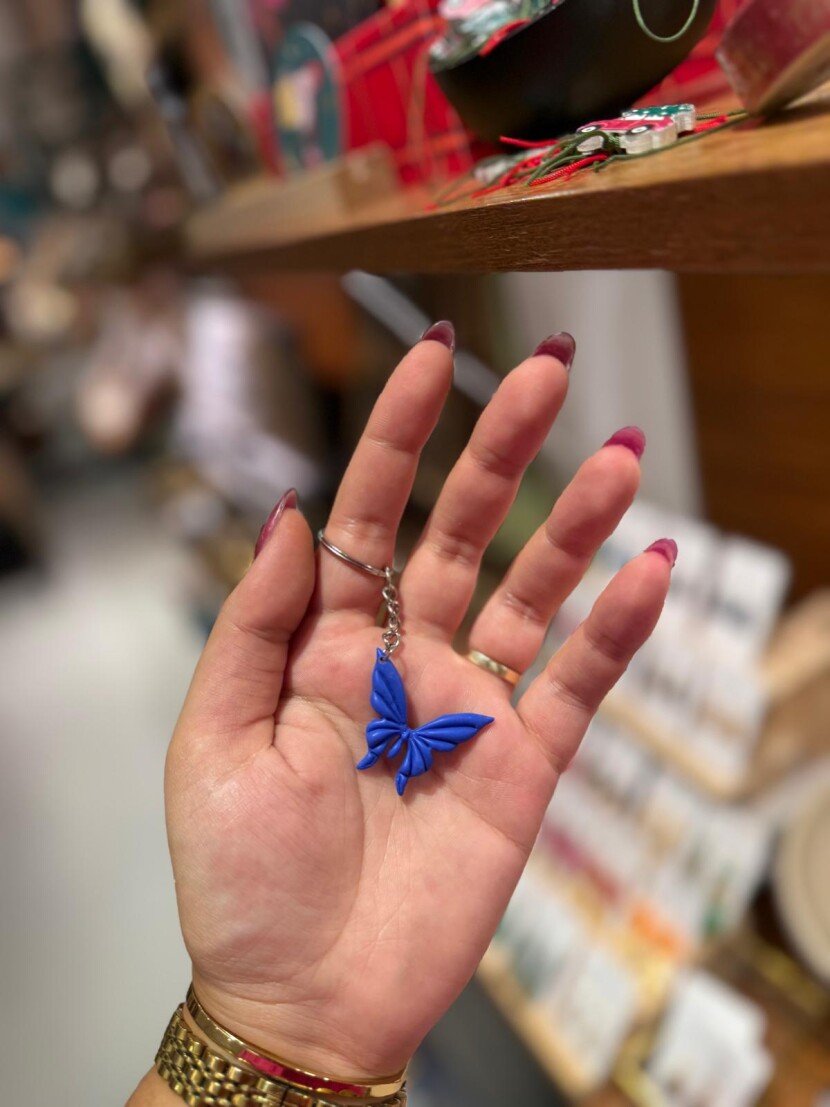 Sleutelhanger Vlinder blauw
